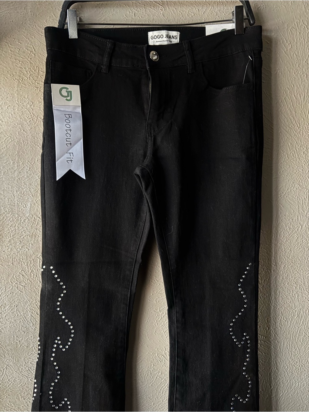 Women's Black Bootcut Studded Jeans